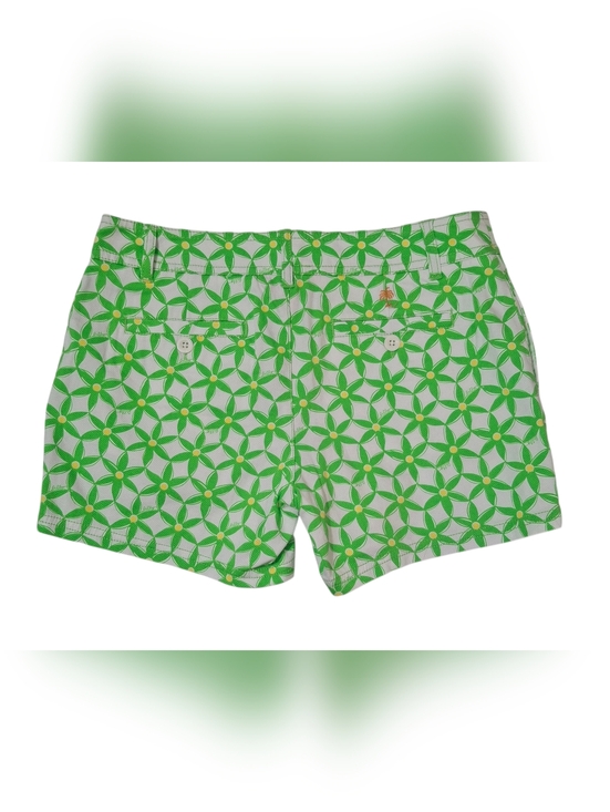 Lilly Pulitzer Flat Front Green Yellow Daisy Floral Print 4 Pocket Shorts Size 2 - Picture 5 of 9